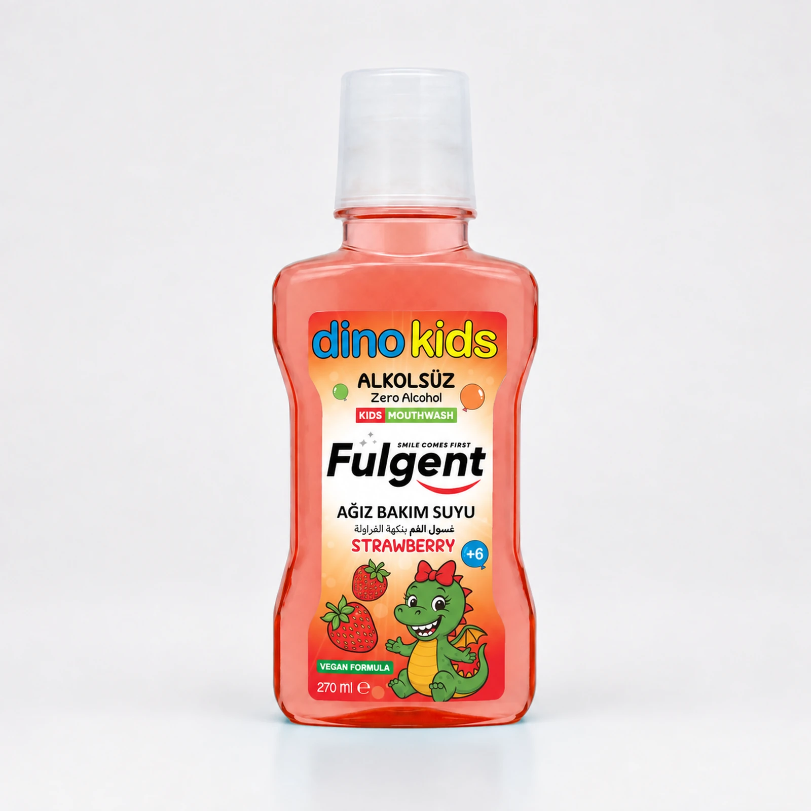 Dino Kids Strawberry Mouthwash front view